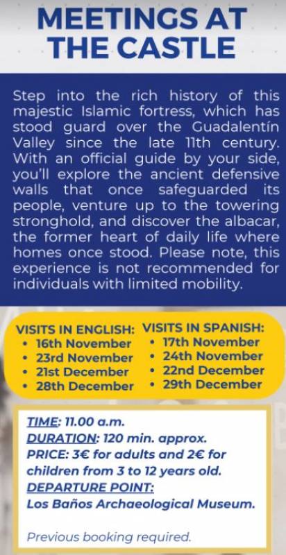 December 28 Guided tour IN ENGLISH of Alhama de Murcia castle