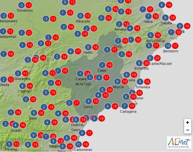 Scattered showers and climbing temperatures: Murcia weather forecast January 2-5