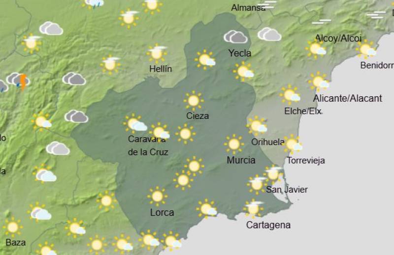 Murcia weekend weather forecast March 20-23: Muddy rain, wind alerts and storms