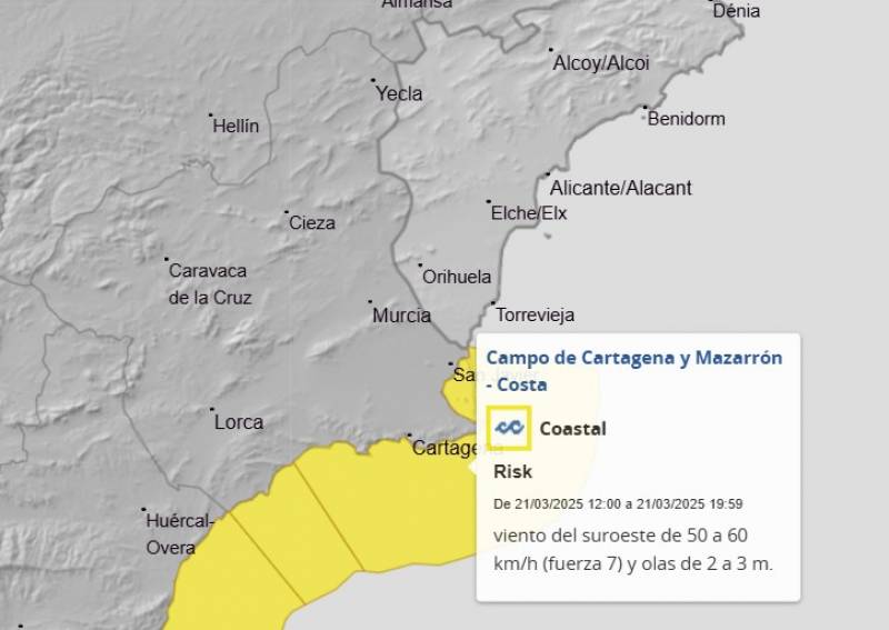 Murcia weekend weather forecast March 20-23: Muddy rain, wind alerts and storms