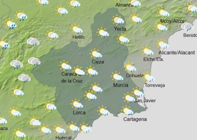 Murcia weekend weather forecast March 20-23: Muddy rain, wind alerts and storms