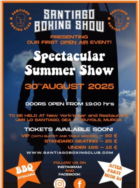 August 30 Open-air boxing show at Santiago Boxing Club, Lo Santiago, Gea y Truyols with barbecue and after party