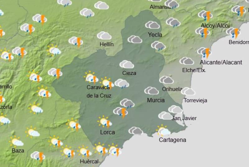 Murcia weekend weather forecast January 15-18: Temperatures drop as rain and storms return