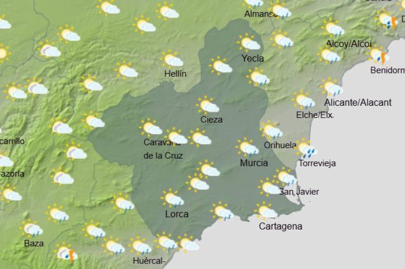 Murcia weekend weather forecast January 15-18: Temperatures drop as rain and storms return