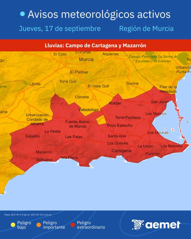 Red alert issued in Murcia as storms bring flooding and disruption across Spain