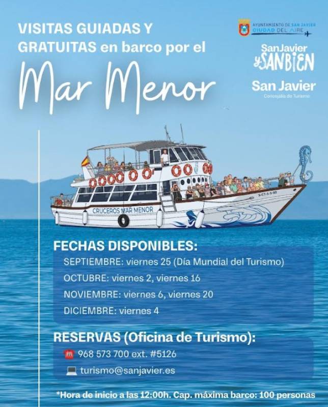 September 25 Free boat trip on the Mar Menor from Santiago de la Ribera